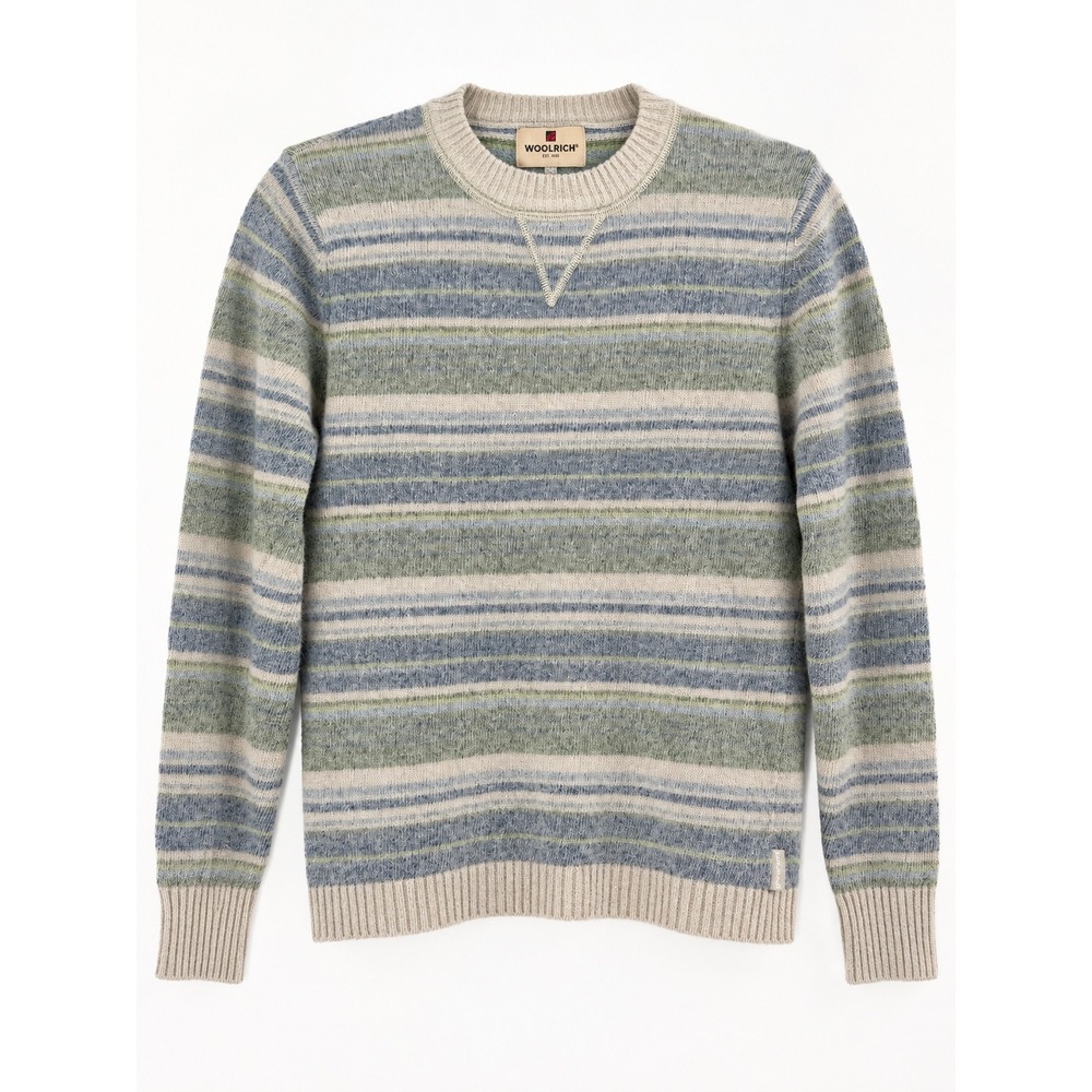 Woolrich Lambswool Sweater Womens S Multi Striped Crewneck Y2K Gorpcore